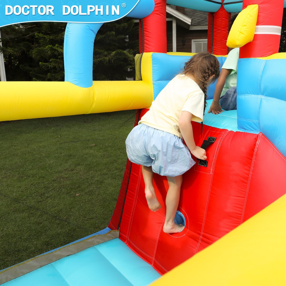 Dr. Dolphin | Castillo inflable para niños en casa Pequeño trampolín inflable interior Toboganes Castillo Paradise Camo de trampolín para el hogar