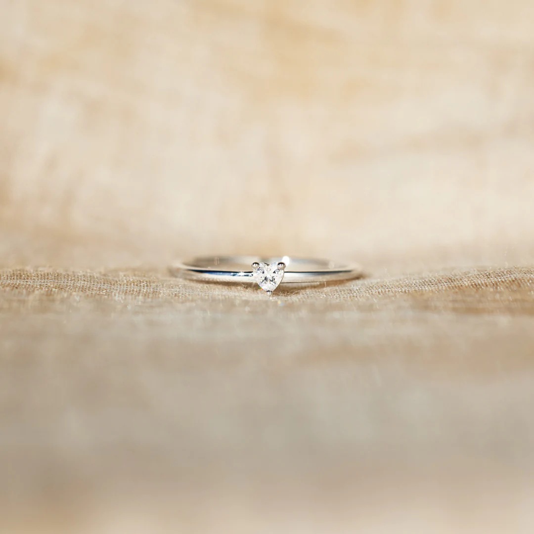 5g Weight Zircon Inlay Material Rings Classification 1 Piece 925 Sterling Silver Heart Shape Zircon Rings