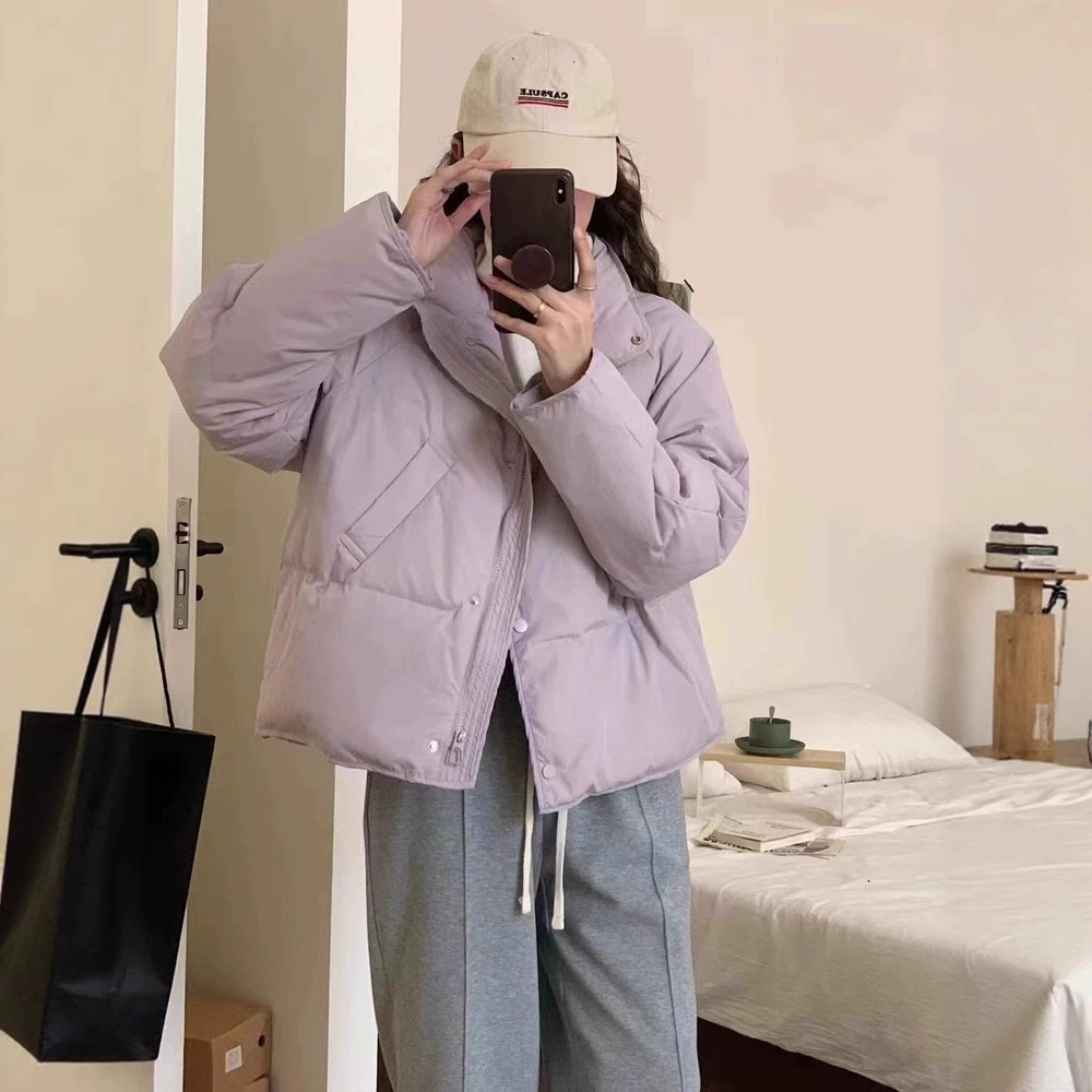 Женская демисезонная куртка из полиэстера и хлопка, укороченная модель для миниатюрных фигур, новинка зимы 2025 года, теплое и свободное хлопковое пальто.