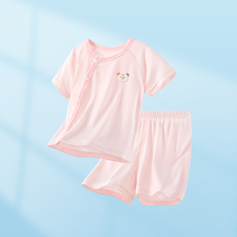 Traje de verano para bebés, niños y niñas, ropa fina de manga corta, pijamas para niños, ropa de verano para bebés dividida de dos piezas
