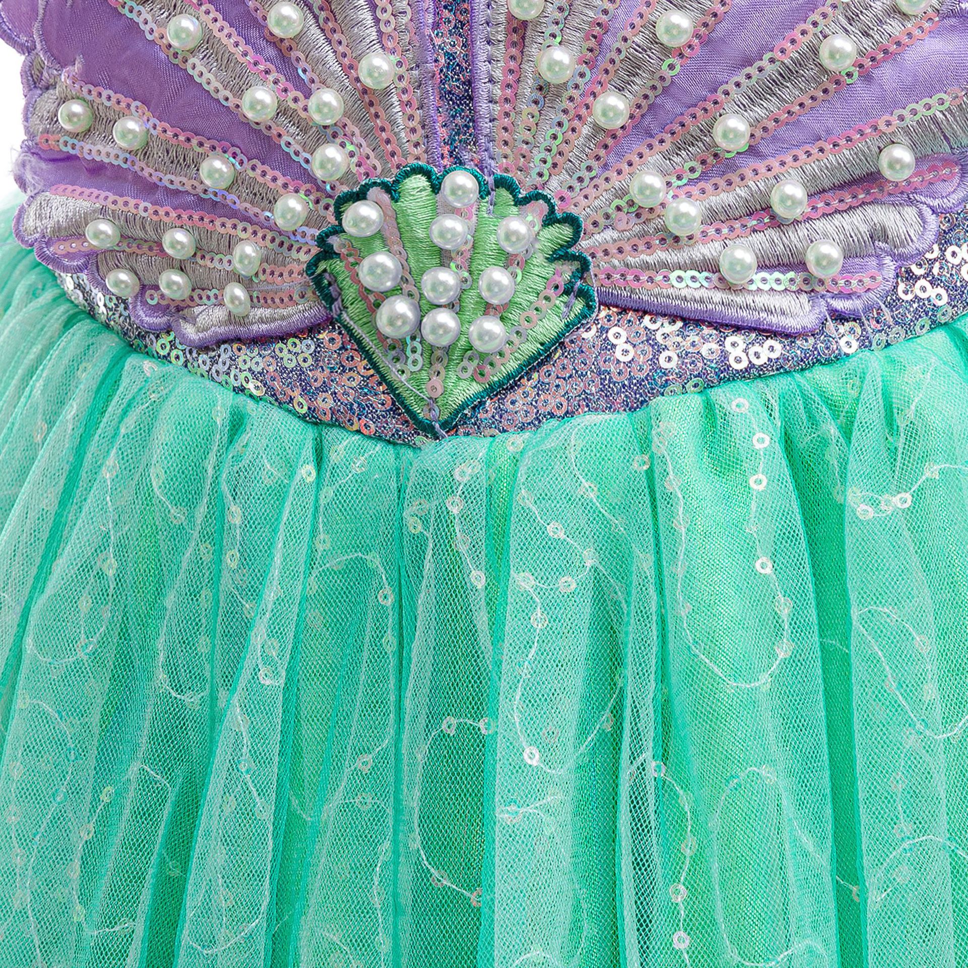 Nuevo vestido de princesa de sirena de niñas con sequillas de malla de camisa de manga de vuelo pequeño vestido luminoso de cosplay image 5