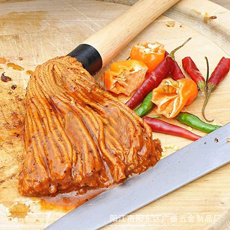 Amazon barbacoa alimentación fregona de goma mango de madera barbacoa hornear cepillo de inmersión cepillo de aceite herramienta traje