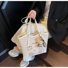 外国貿易卸売織バッグ大容量バッグ女性のための 2025 新しいトレンディなビーチショルダーバッグ女性の夏の織トートバッグ