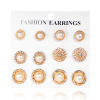 Fracus's Earrings Set Pearl Crystal Stud Earrings