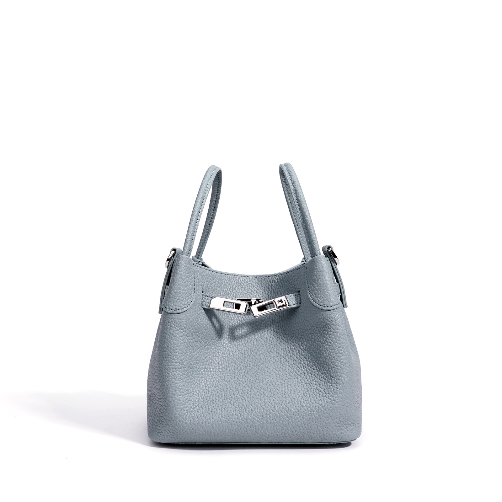 跨境高级感菜篮子包新款真皮斜挎水桶包女纯色轻奢时尚女士手提包 - Thumbnail 10