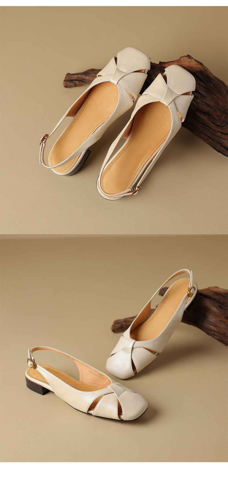 Sandal nữ bít mũi quai chữ V đế bệt đơn giản — Màu nâu chi tiết 18
