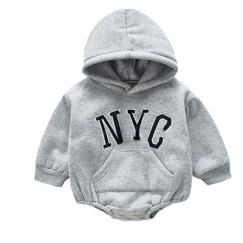 Baby clothes for autumn and winter, cute letter baby hooded jacket, pure cotton lined, thick, pants suit with diaper cover