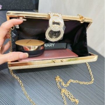 European And American Luxury Sparkling Rhinestone Clutch Bag, Evening Bag For Gowns, Banquet Bag, Bridal Wedding Chain Bag - Thumbnail 3