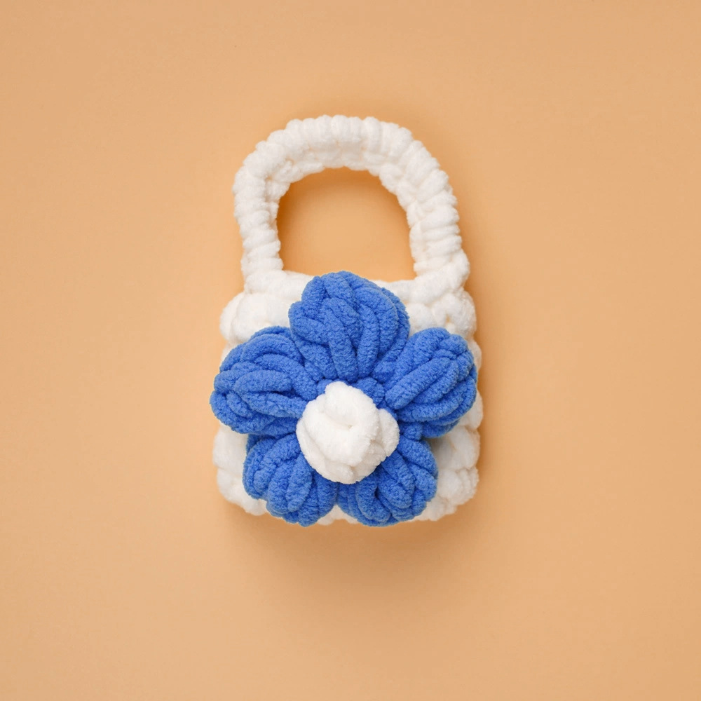 Bolsa de auriculares ganchillo acabado con cubierta protectora bluetooth peluche lindo oso pequeño tejido a mano bolsa de cambio de llavero