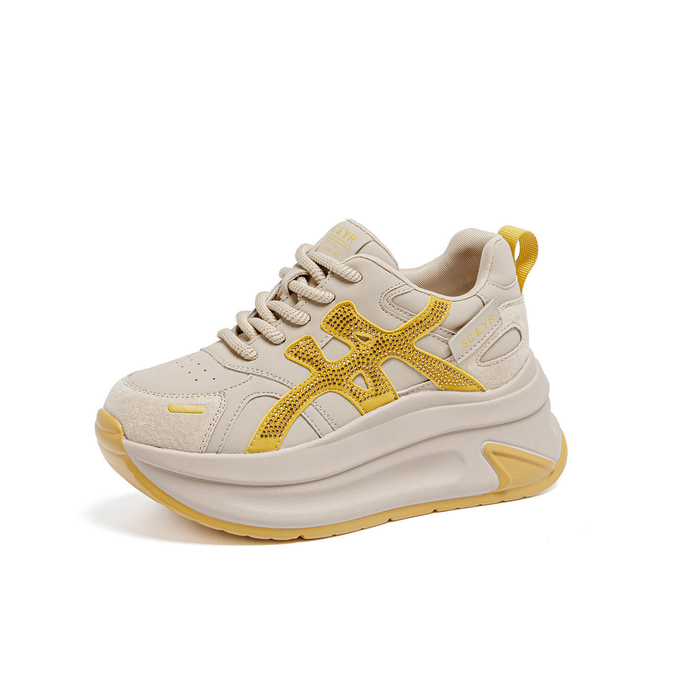 Giày sneaker nữ đế dày tăng chiều cao phong cách cổ điển mới thu 2026 — M2916- 1m màu, M2916-1 màu đỏ, M2916-1 màu vàng chi tiết 3
