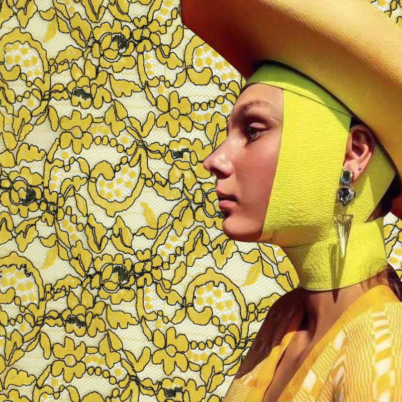 节日针织蕾丝印花面料时装连衣裙女装家居服面料 打孔绣花蕾丝面