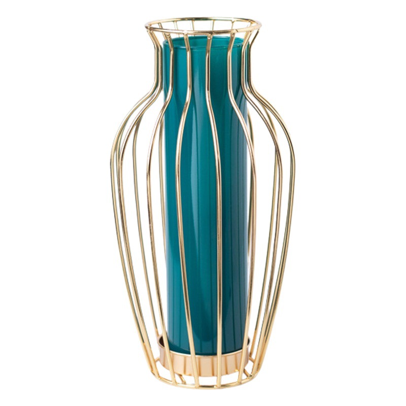 Jarrón de Vidrio de Arte en Hierro Creativo, Superventas Transfronterizo, para Mesa de Comedor y Sala de Estar, Flores Secas e Hidroponía, Decoración Moderna para el Hogar