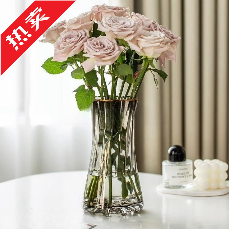 Flores de vidrio de lujo ligero y simple, flores de lirio de agua, arreglos de flores de la sala de estar nórdicos, adornos creativos.