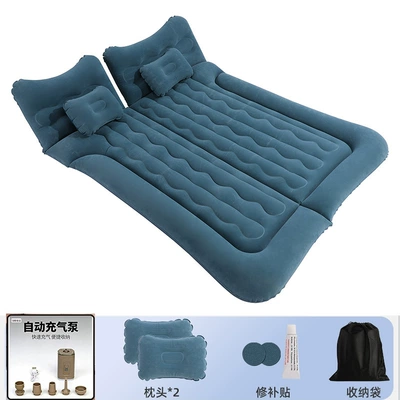 inflatable bed, SUV in-car: Vehicle-mounted inflatable bed - 46-section-suv-trunk-mat-in-dark-green-wireless-air-pump-camping-light