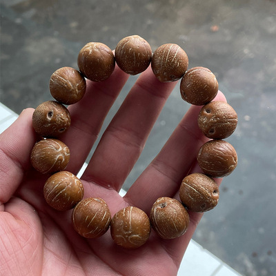 紫金鼠菩提佛珠手串 原籽三眼招财鼠手串 黄皮 前鼠后猫 原桩|ms