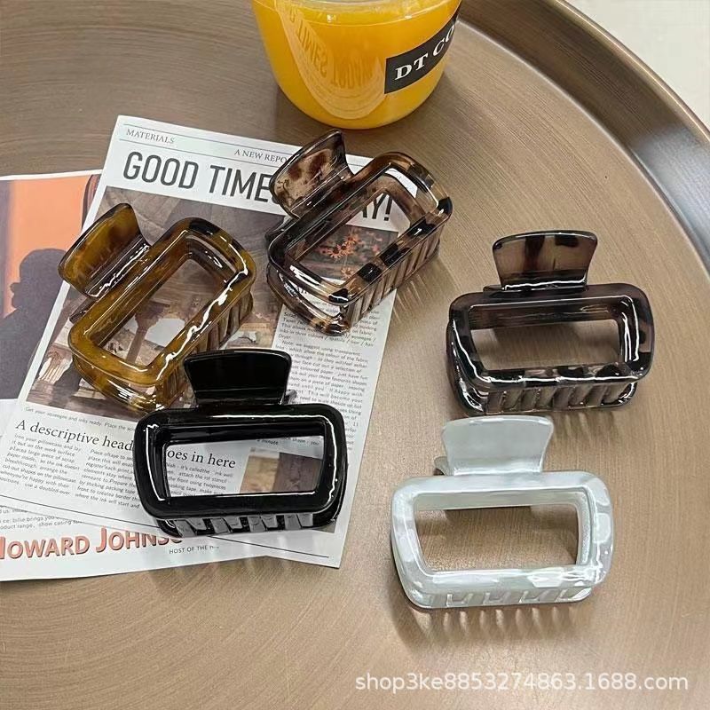 Square Amber Grab Clip Temperament New Style small size Shark Clip High Color Value Square Clip Retro Small Grab Clip Korean Style Hair Grab