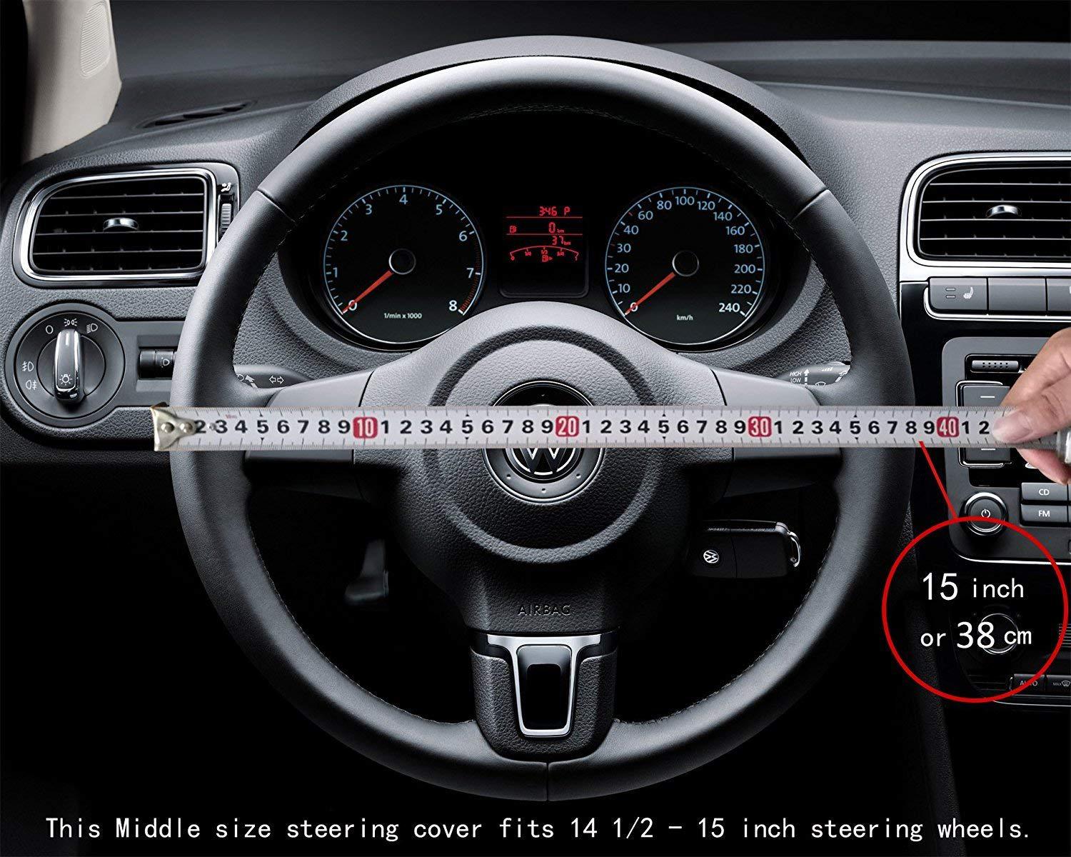 New Cross-Border Foreign Trade Car Steering Wheel Cover, Fashionable Diamond-Shaped Three-Dimensional Embossed Leather Car Handle Cover, Suitable for All Seasons