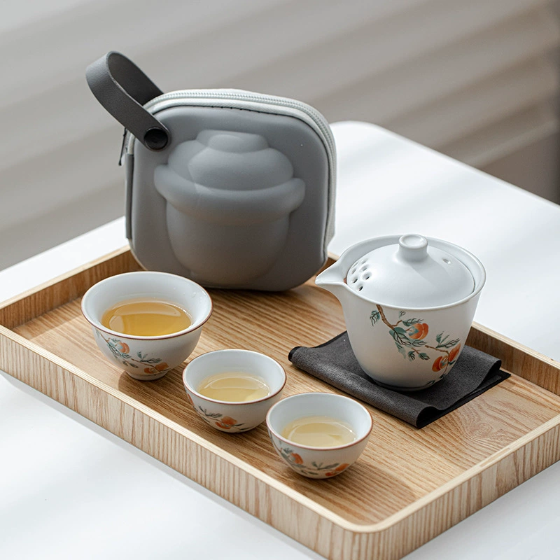 ceramic handheld tea set for traveling, travel teapot
