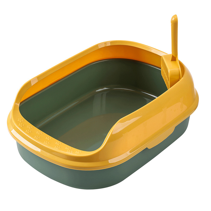 Baña de arena para gatos semicerrada inodoro para gatos a prueba de salpicaduras, banda elíptica, pedal para gatos, productos de limpieza para mascotas