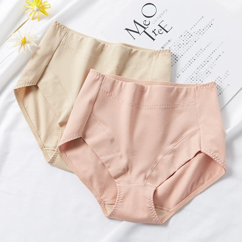 Women's Pure Cotton Solid Color Full Cotton Boxer Briefs Plus Size Underwear Cotton Panties Women's Cotton Mid-High Waist Briefs Custom-Made