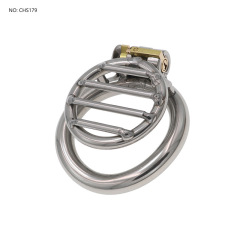 不鏽鋼平板貞操鎖短款網格陰莖籠子鳥籠成人束縛另類玩具男士外出