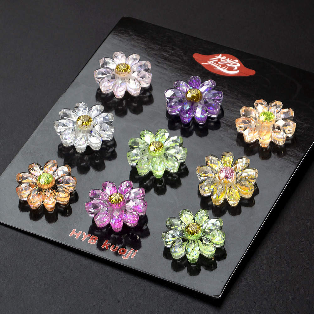 水晶亚克力彩色花朵洞洞鞋花鞋扣装饰diy饰品 沙滩包手环配件挂饰