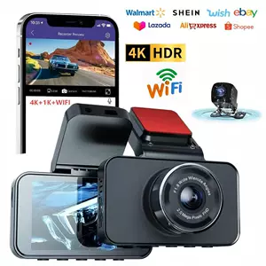 Avtomobil üçün 4K WiFi qoşulmalı ikili kamera, geniş bucaqlı gecə görüşlü videoqeydedici