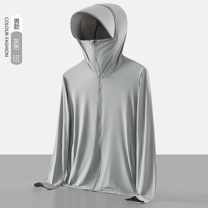 Pareja de verano ropa de protección solar para hombres cómodos y casuales gran tamaño ultra delgada ropa de protección solar transpirable con capuchon de hielo para hombres