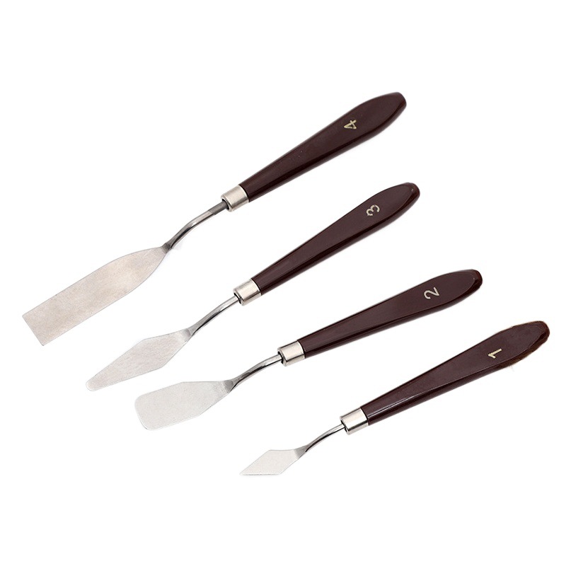 Transfronterizo DE ARTE pequeño triángulo de acero inoxidable de madera multifunción Tarjeta de succión color mezcla pala estudiante pintura al óleo raspador