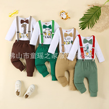 2025欧美亚马逊速卖通特姆热销童装生日印花背带裤长袖长裤背带