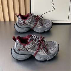 老爹鞋女2025年新款圆头网面单鞋系带软底时尚百搭轻便休闲运动鞋