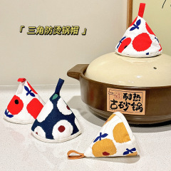 家庭用キッチンキャセロールエナメルポット火傷防止手袋高温耐性ポットハンドルかわいい断熱三角形火傷防止鍋蓋