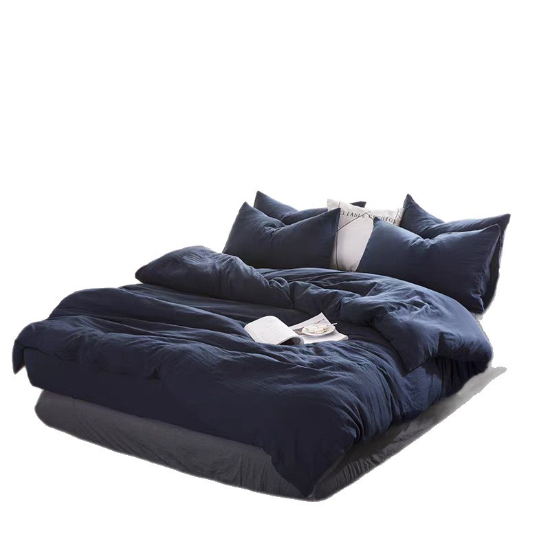 Conjunto de roupa de cama em algodão lavado estilo japonês_voghion.com