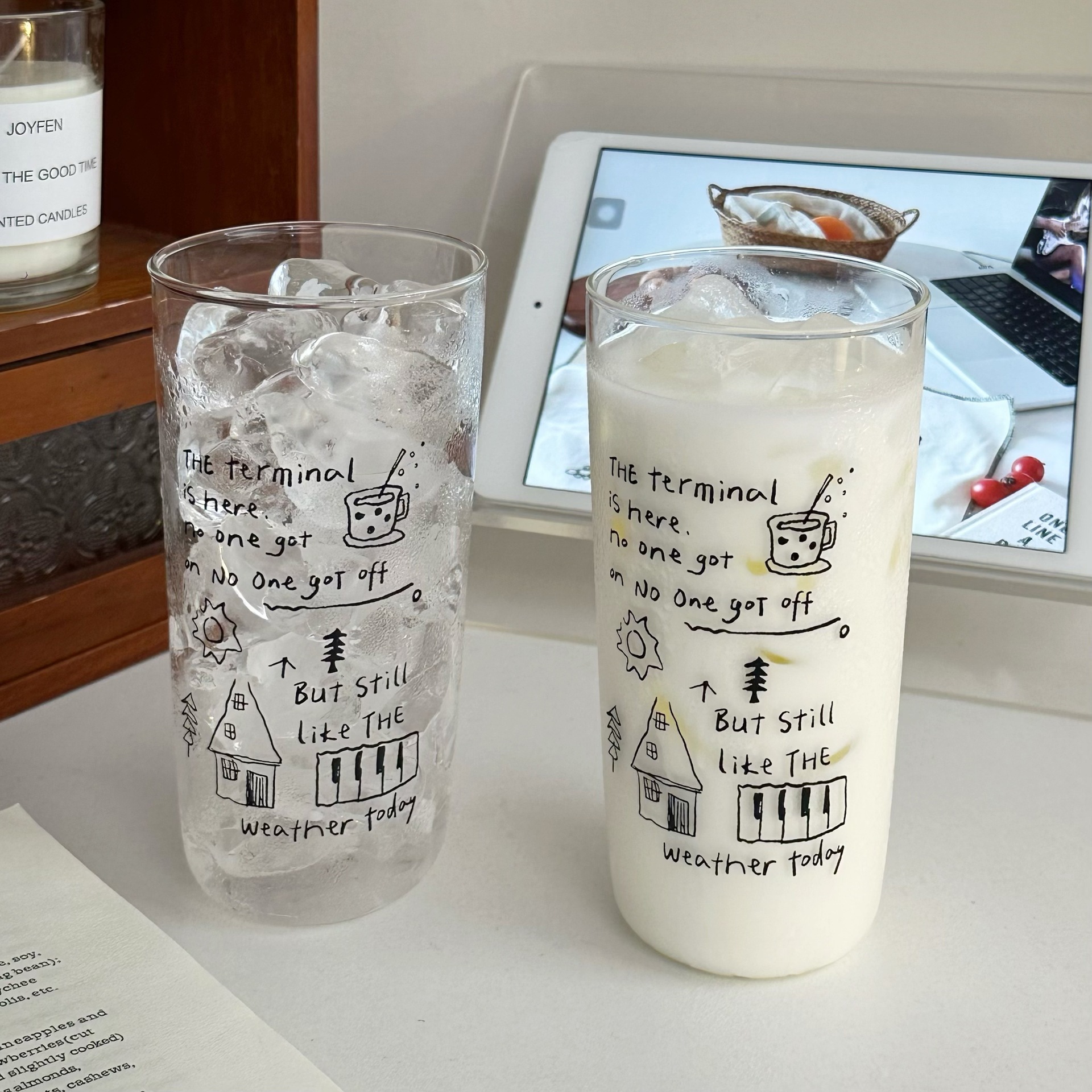 Retro Linien Graffiti Kaffeetasse Aus Glas Hitzebeständig_voghion.com