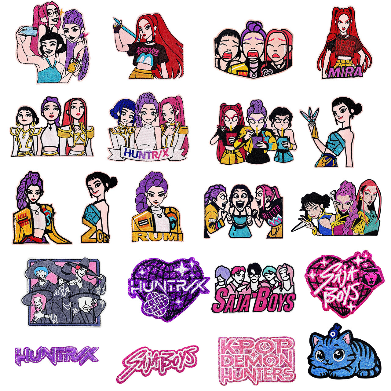 创意 KPOP 风刺绣贴 “HUNTR/X” 女团恶魔猎人 多造型人物 + 闪