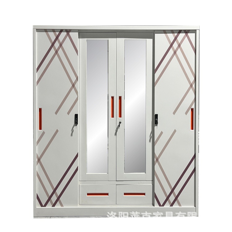 Personalizado tres puertas correderas divididas armario impreso dormitorio hotel apartamento armario impreso de acero imperativo armario