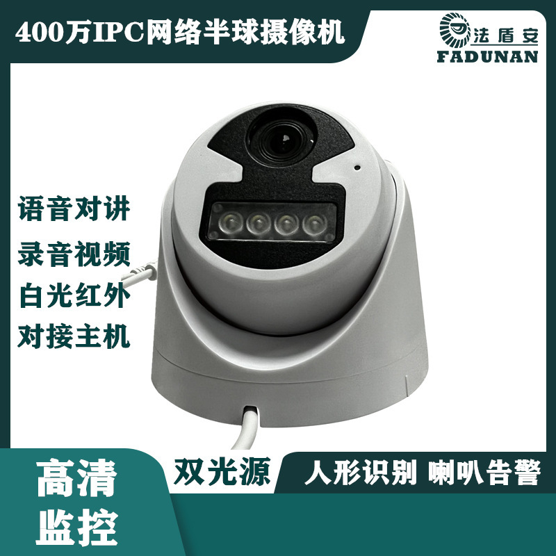 4 Million Network Human Body Sensor Alarm Humanoid Recognition Dual Light Source Camera Monitoring Hemisphere Full Color Camera