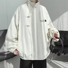 春秋季新款男女韩版金属纽扣设计长袖夹克潮情侣网红同款百搭外套