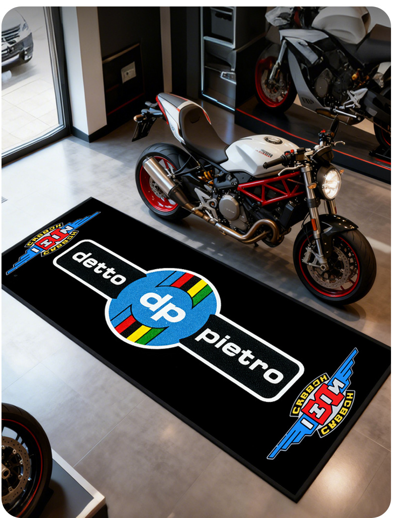 Motorcycle Nylon Floor Mat Kawasaki Harley Printed Rubber Mat Enthusiast Oil-Proof and Anti-Fouling Off-Road Motorcycle Special Mat