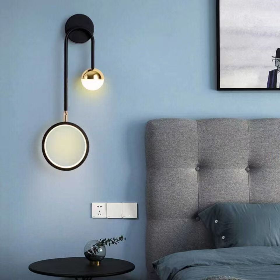 lámpara de pared dormitorio iluminación de cabecera nórdica moderna minimalista lujoso pasillo de la sala de estar iluminación de pared de fondo creativa