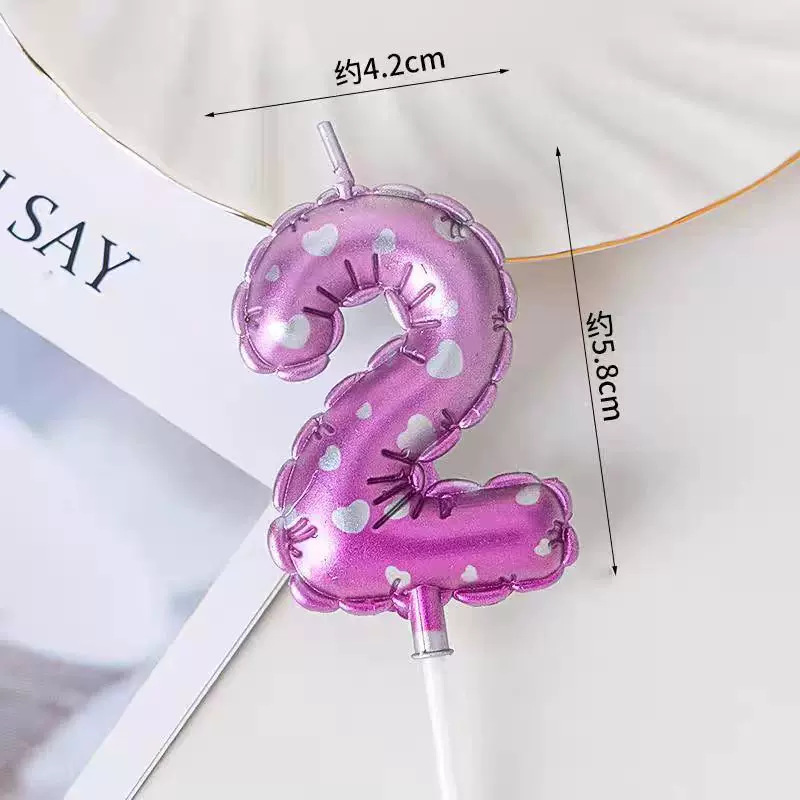 Decoración de pastel de horneado globos blancos velas digitales de color rosado gradiente inswind pastel de cumpleaños vela insert