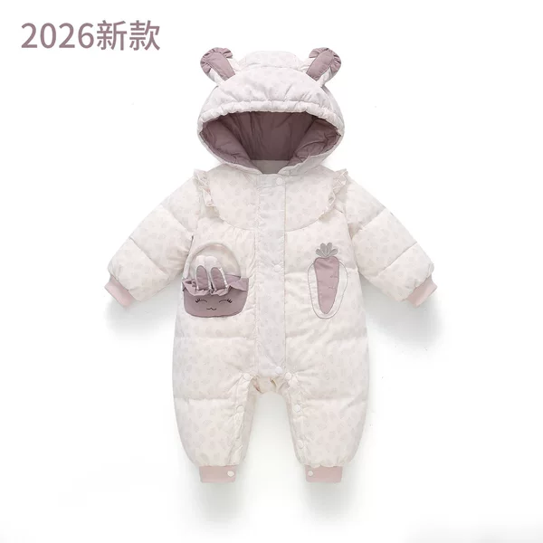 New baby down jumpsuit, Class A white duck down, thickened infant romper, newborn outerwear