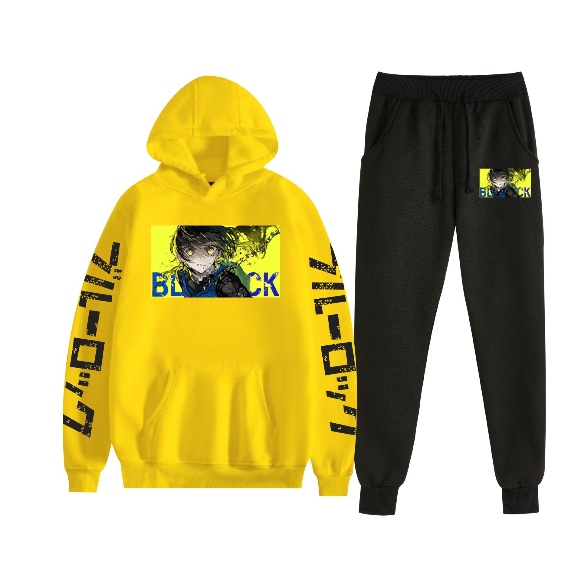 Cross-border BLUE LOCK prisión azul nuevo anime más terciopelo suelto traje de suéter con capucha para hombres y mujeres