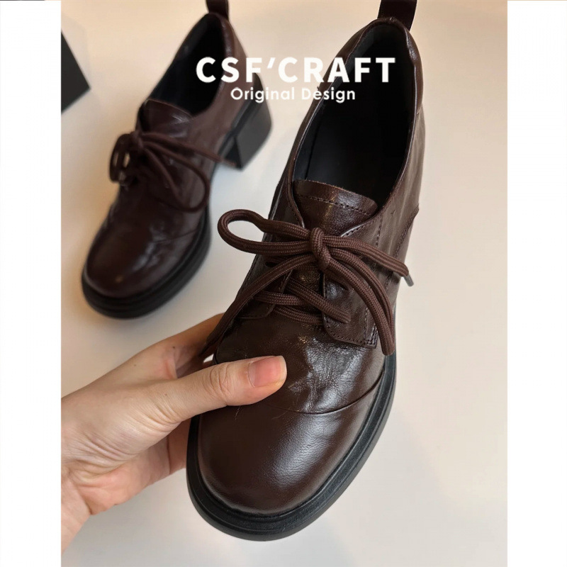 Retro British Style Chunky Loafers For Women With Round Toe_voghion.com
