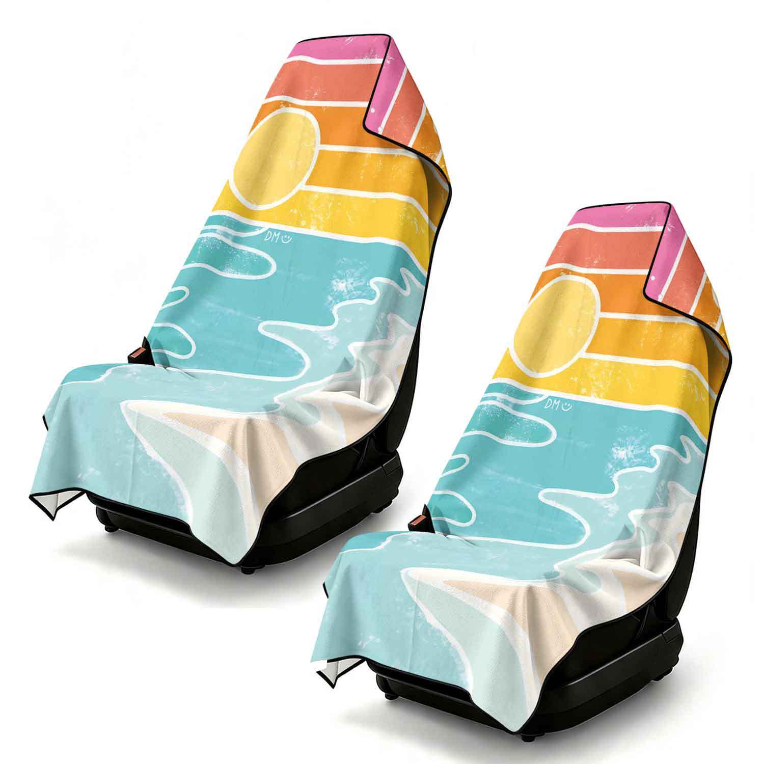 2-piece dual-use car seat cover, ultra-fine fiber, can be used as a beach towel, printed car protective seat cover 6