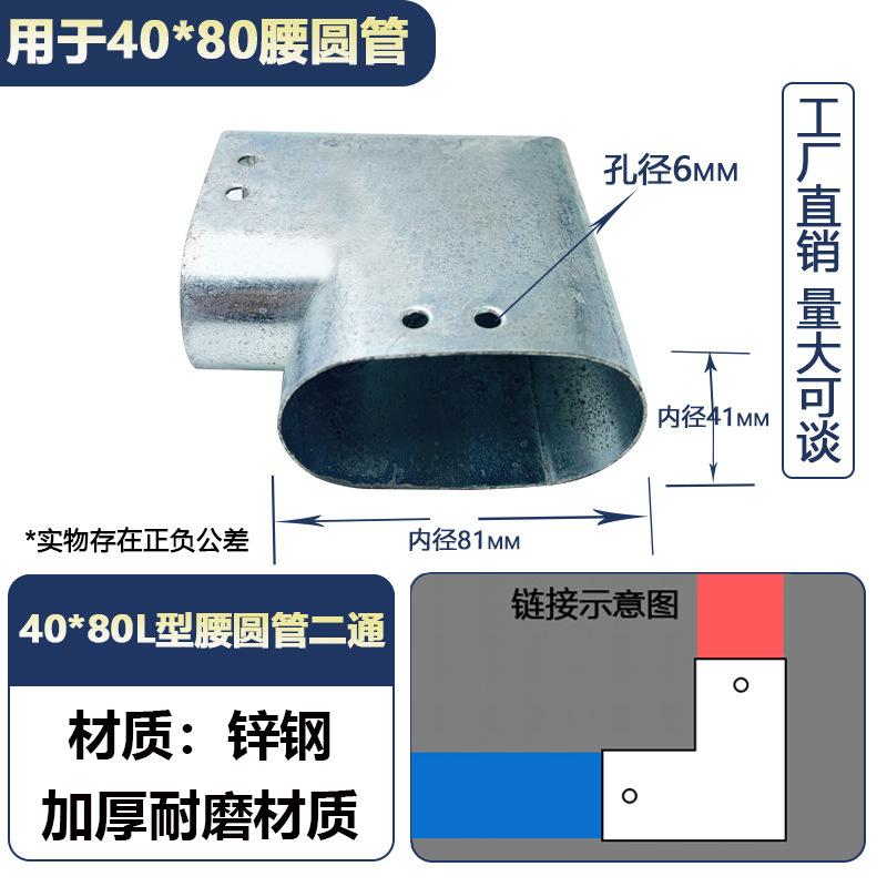 角管コネクタ、溶接不要のスナップ固定金具、直角二方三方向鉄管ガードレール、亜鉛メッキストレート|undefined