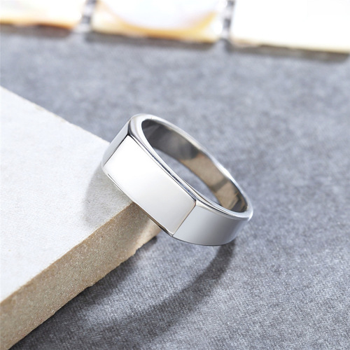 R0965 Fashionable European & American Style Minimalist Instagram-Famous Cool Geometric Titanium Steel Ring