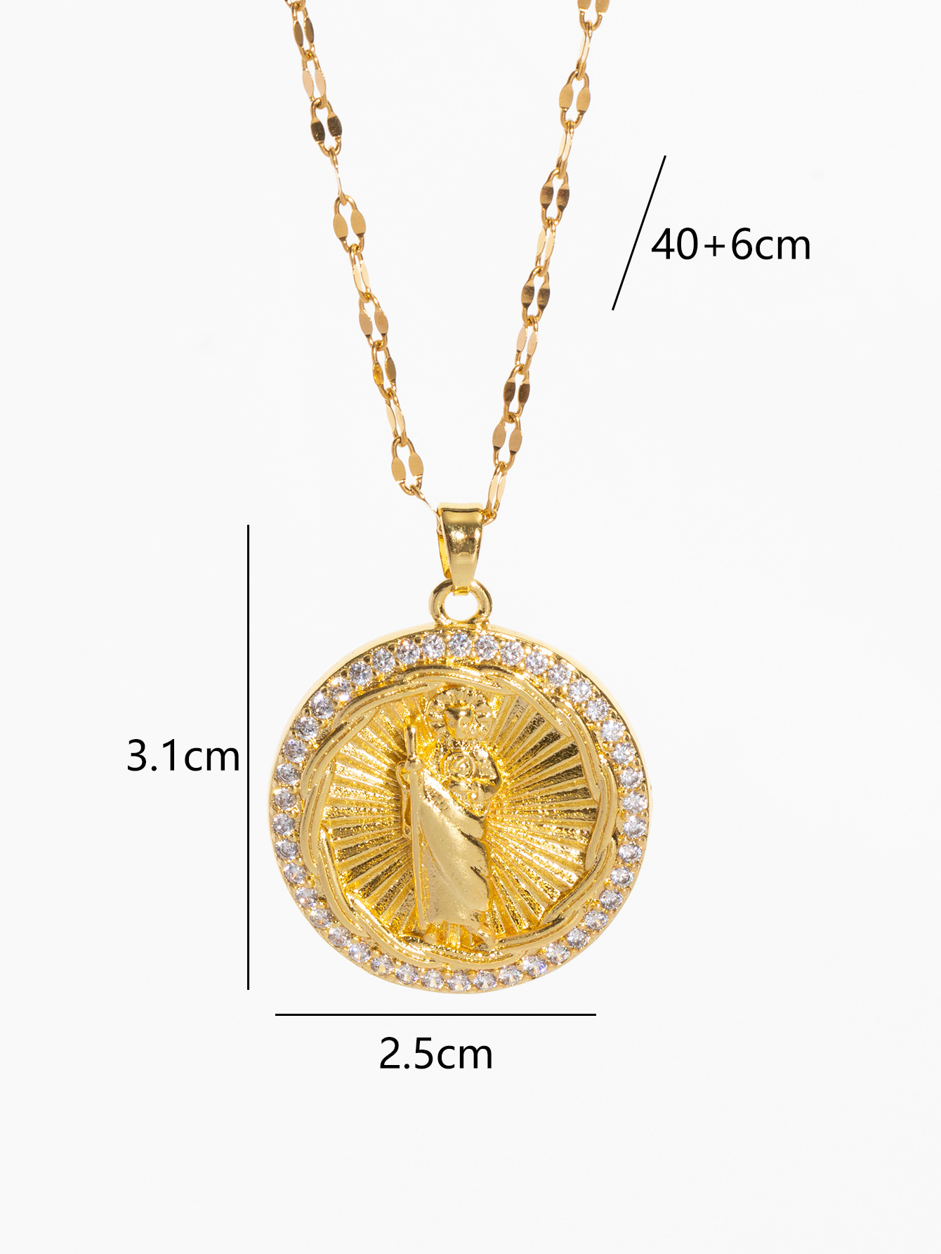 Plating Design Copper Plating Geometric Virgin Mary Pendant Necklace