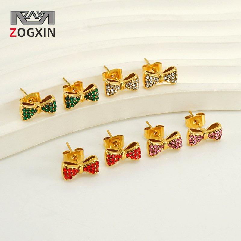 Cruz-frontera europea y americana de estilo INS pendientes de acero inoxidable de 18 quilates de arco de diamantes pendientes de alta calidad para las mujeres