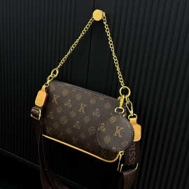 包包女式2025新款高级感轻奢小众老花麻将包宽肩带腋下单肩斜挎包